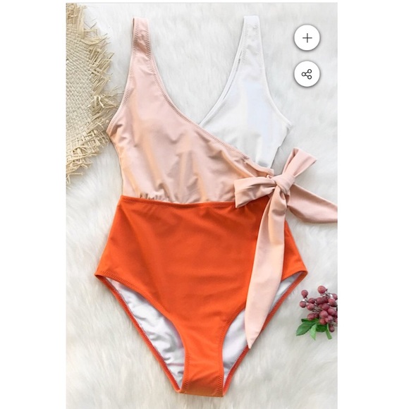 Cupshe Other - NWT Orange color block one piece bathing suit